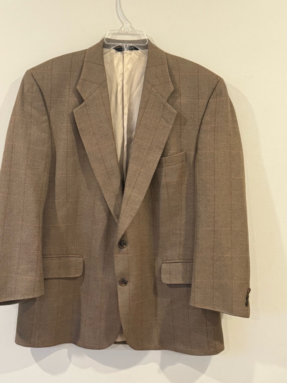 Vintage Burberrys wool tweed Windowpane olive green hunting jacket blazer 42R